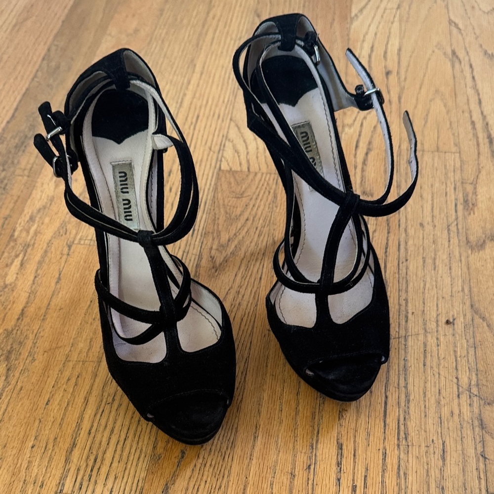 Miu Miu Elegant Black Strappy Heels